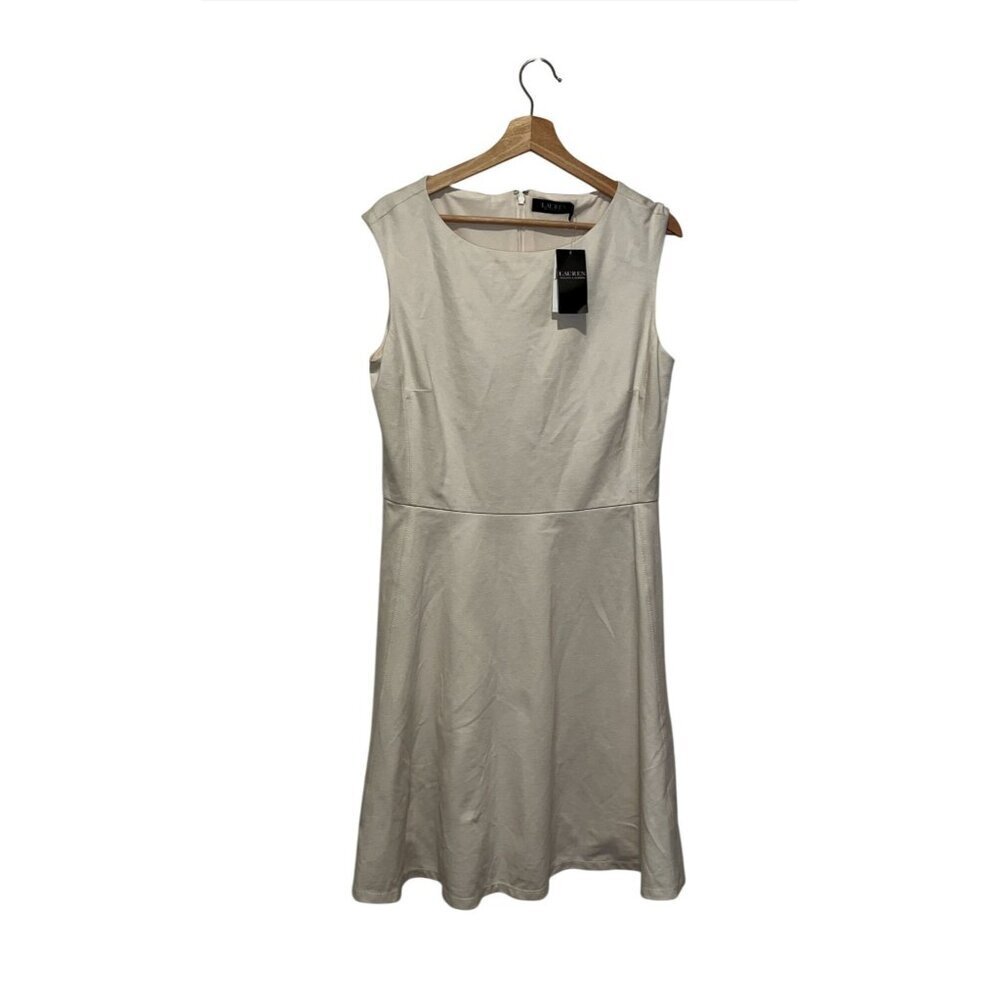 NWT Lauren Ralph Lauren Black Label Ivory Sleeveless Fit & Flare Crew Neck Women
